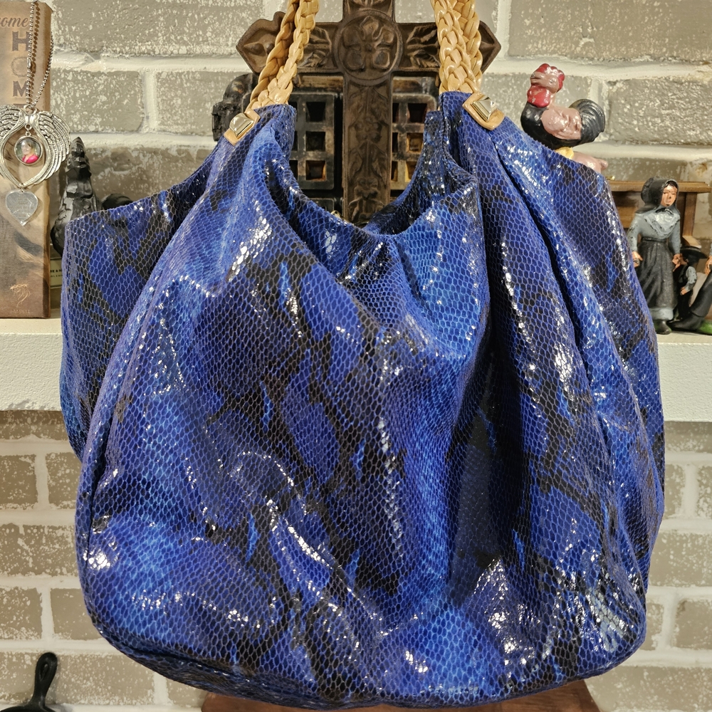 Gianni Bini Blue Snakeskin Shoulder Bag